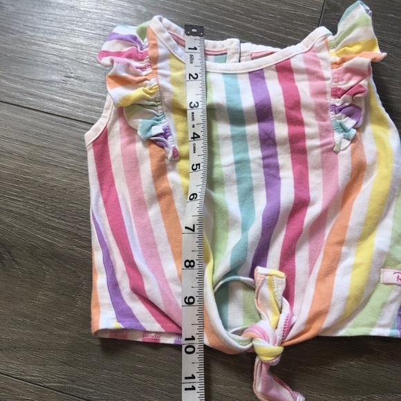 RuffleButts Pastel Rainbow Ruffle Shoulder Tie Front Top Baby Girl 12–18 Month - Picture 5 of 8